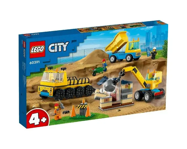 LEGO CITY CAMIOANE DE CONSTRUCTIE SI MACARA CU BILA PENTRU DEMOLARI 60391