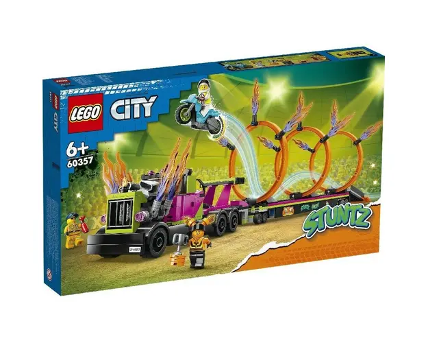 LEGO CITY CAMION DE CASCADORIE SI PROVOCAREA CERCURILOR DE FOC 60357
