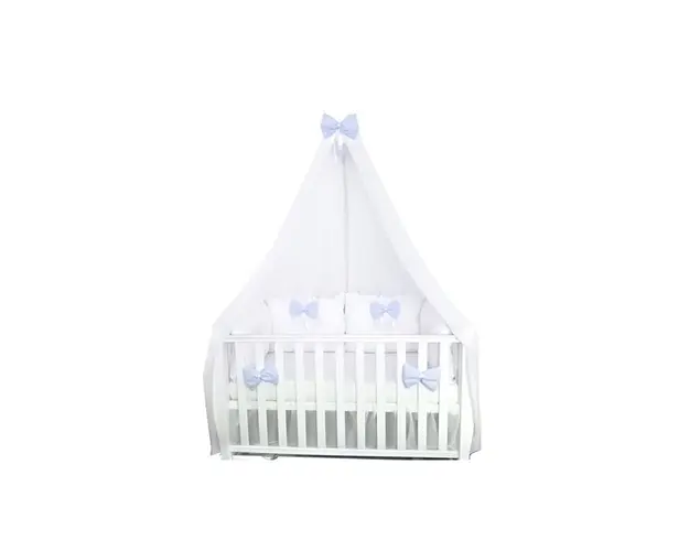 Lenjeria pat 120x60 cm cu 4 perne Super groase cearsaf si fundite albastru pal Deseda