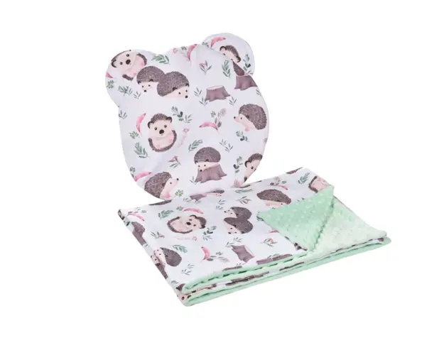 Lenjerie 2 piese cosulet si landou model arici si plus verde menta