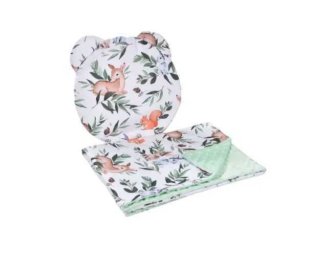 Lenjerie 2 piese cosulet si landou model caprioare si plus verde menta