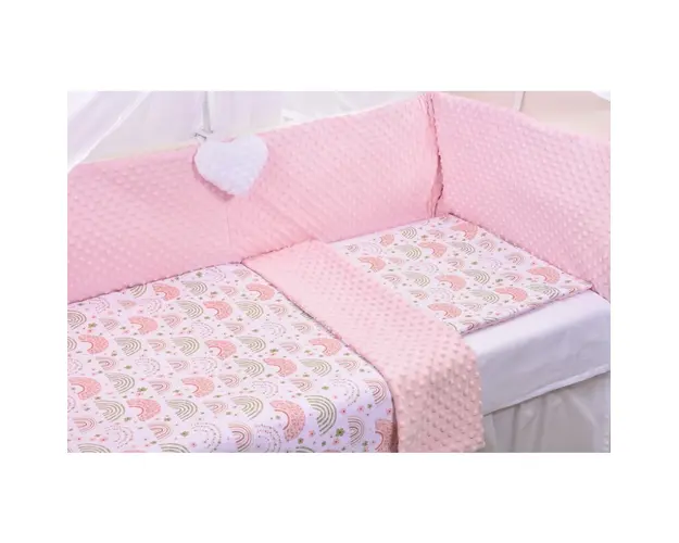 Lenjerie 2 piese model curcubee florale si plus roz pal