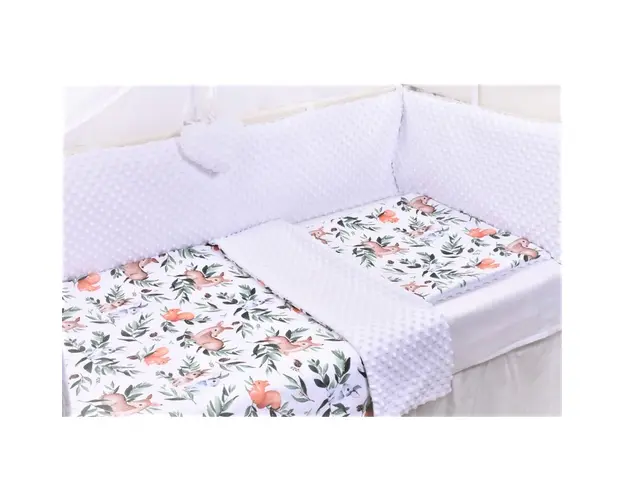 Lenjerie 3 piese patut 120x60 cm model caprioare si plus alb