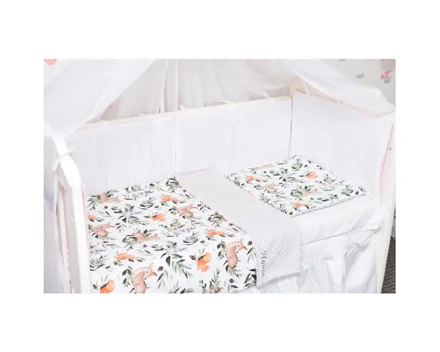 Lenjerie 3 piese patut 120x60 cm model caprioare si plus gri