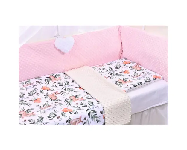 Lenjerie 3 piese patut 140x70 cm model caprioare si plus crem