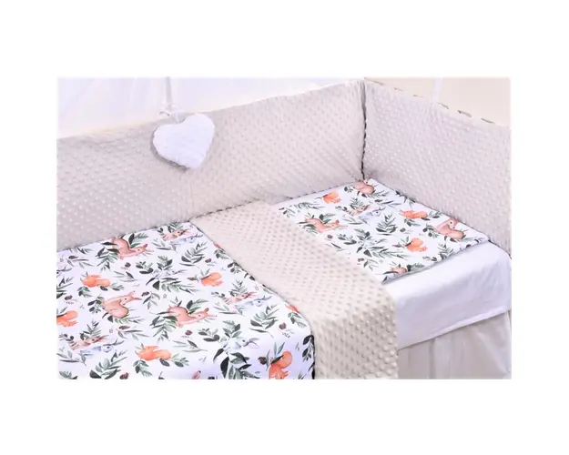 Lenjerie 3 piese patut 140x70 cm model caprioare si plus gri
