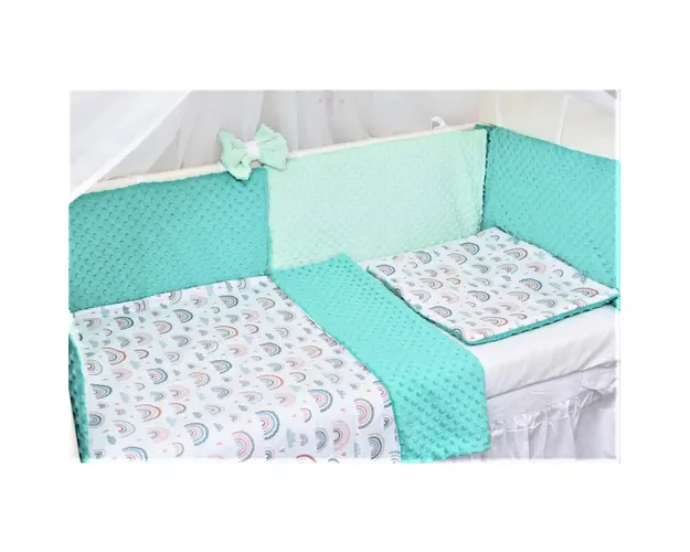 Lenjerie 3 piese patut 140x70 cm model curcubee si plus turquoise