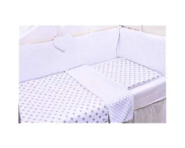 Lenjerie 3 piese patut 140x70 cm model stelute gri si plus alb