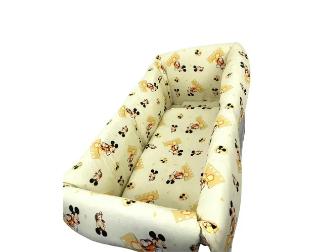 Lenjerie de pat bebelusi CN 120x60 cm cu aparatori Maxi Deseda Mickey pe galben