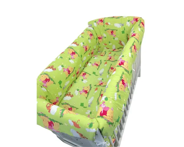 Lenjerie de pat bebelusi CN 140x70 cm cu aparatori Maxi Deseda Winnie pe verde