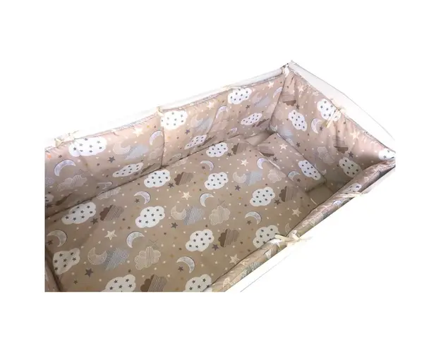 Lenjerie de pat bebelusi cu aparatori laterale pufoase Deseda Pisicuta - 120*60 cm