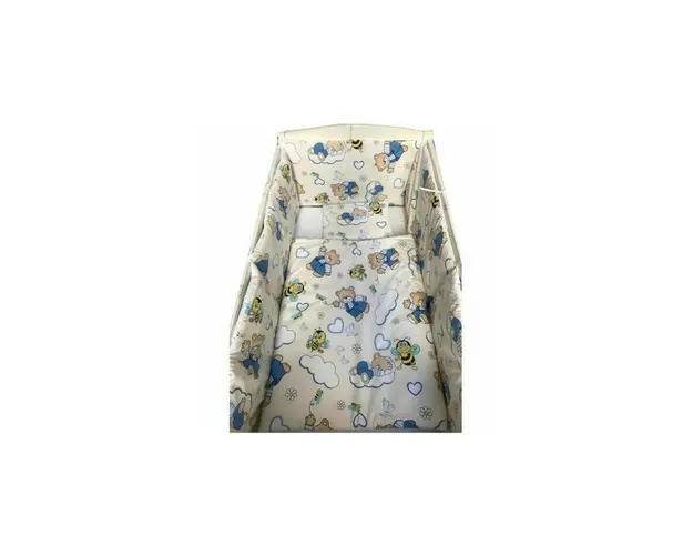 Lenjerie de pat bebelusi cu aparatori laterale pufoase Deseda ursuleti - 120*60 cm