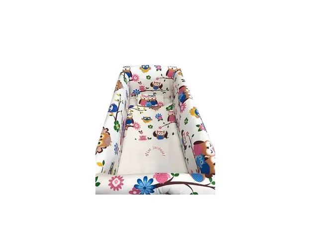Lenjerie de patut bebelusi 120x60 cm cu aparatori Maxi Bufnite maro