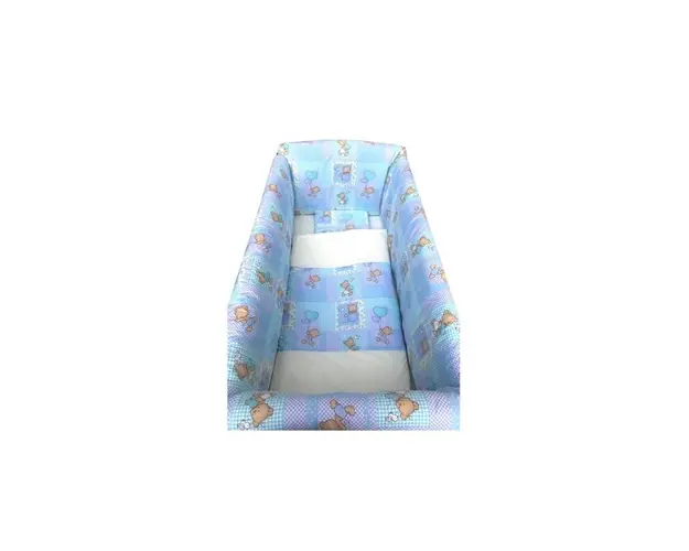 Lenjerie de patut bebelusi 140x70 cm cu aparatori Deseda Maxi Vise jucause albastru