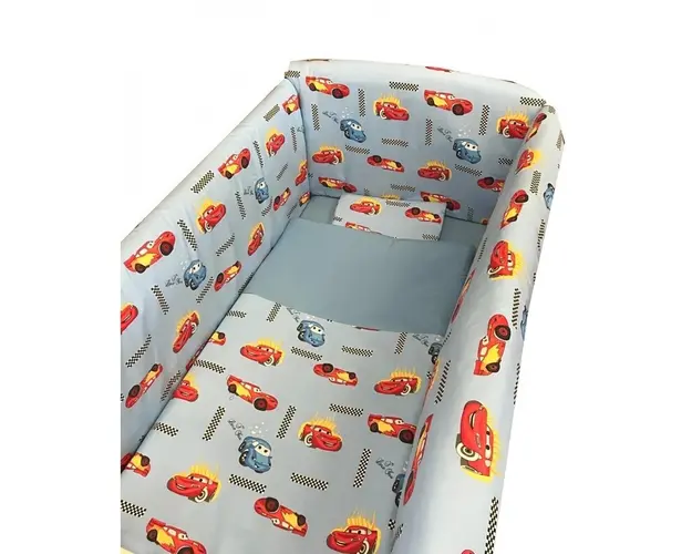 Lenjerie de patut bebelusi 140x70 cm cu aparatori Maxi Cars