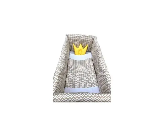 Lenjerie de patut bebelusi 140x70 cm cu aparatori Maxi Deseda Zig-zag