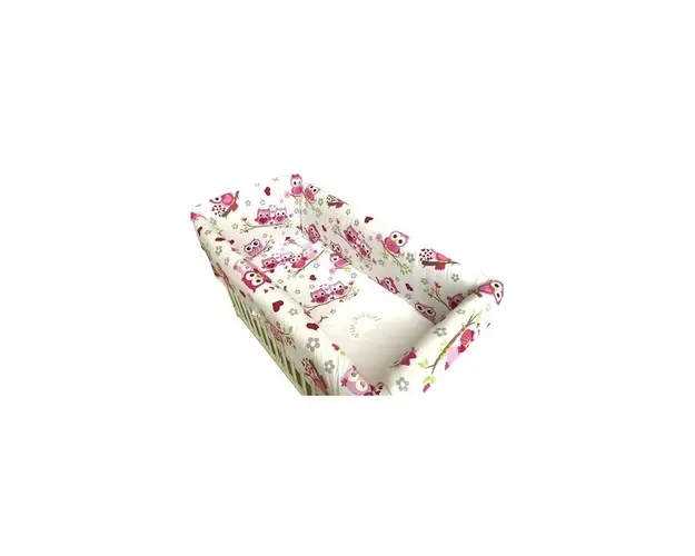 Lenjerie de patut bebelusi 140x70 cm cu aparatori Maxi Vise jucause roz