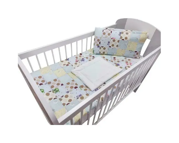 Lenjerie MyKids Mini Patratel Multicolor Buline Maro 4 Piese 120x60