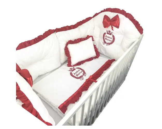 Lenjerie pat 120x60 cm cu broderie regala Rosie LUX by Deseda