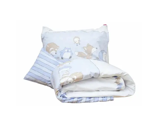 KidsDecor - Lenjerie 3 piese Odette 60x40 cm din Bumbac, 140x100 cm, Albastru