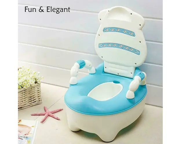Olita educationala cu manere Little Mom Cow Potty Blue