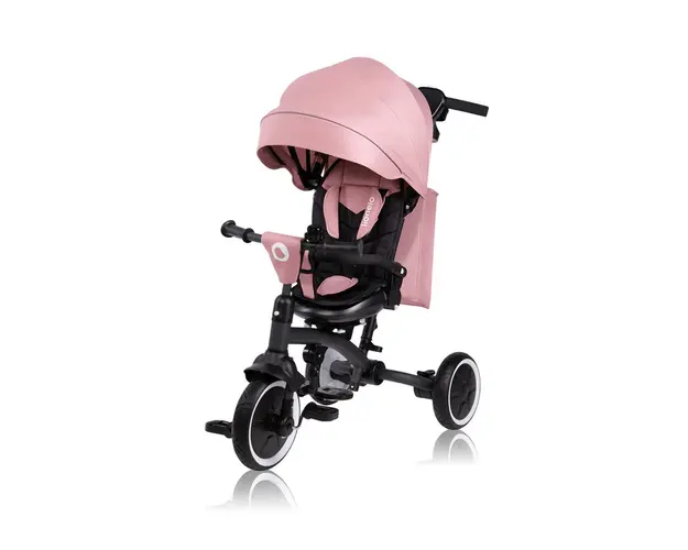 Tricicleta copii, Lionelo, Tris Plus, Ultrapliabila, Multifunctionala, Pana la 25 kg, Inclinare spatar in fata si in spate, Suport picioare, Control al directiei, Scaun reversibil, Rotire 360 grade, Conform cu EN71, 9 luni-5 ani, Roz