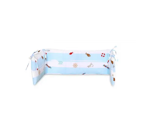 Lorelli - Protectie laterala pat, 140 x 27 cm, bumbac ranforce, Adventure Blue