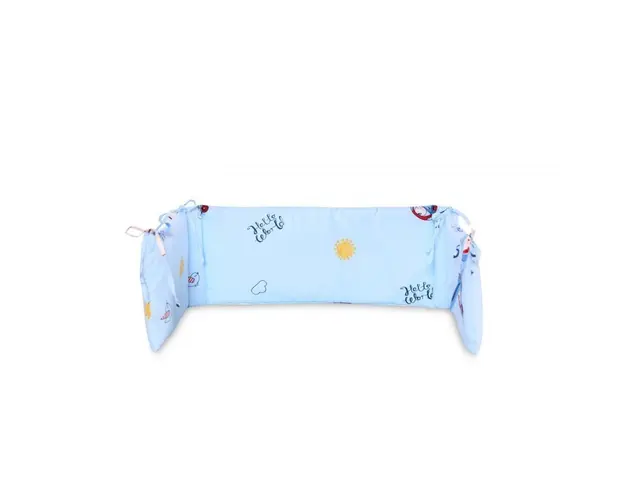Lorelli - Protectie laterala pat, 140 x 27 cm, bumbac ranforce, Bear & Car Blue
