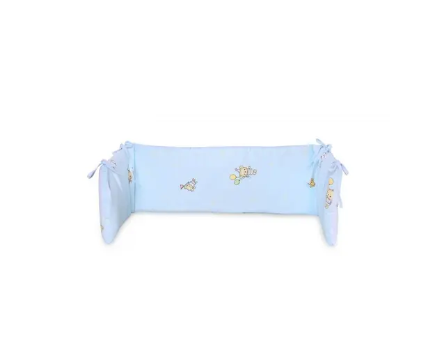 Lorelli - Protectie laterala pat, 140 x 27 cm, bumbac ranforce, Bear Party Blue