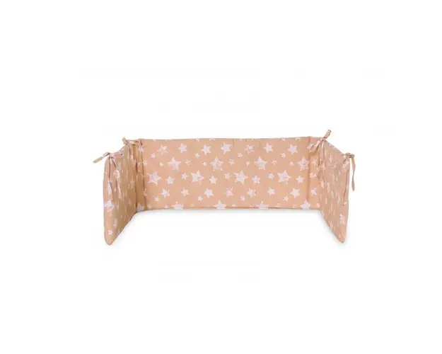 Lorelli - Protectie laterala pat, 140 x 27 cm, bumbac ranforce, Little Stars Beige