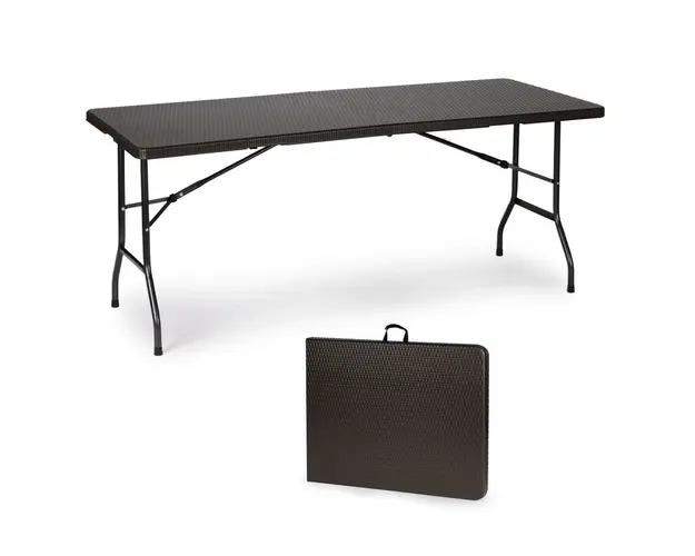 Masa de Gradina, pentru 8 persoane, 179 cm x 74 cm, pliabila, textura rathan, Modern Home, Brown