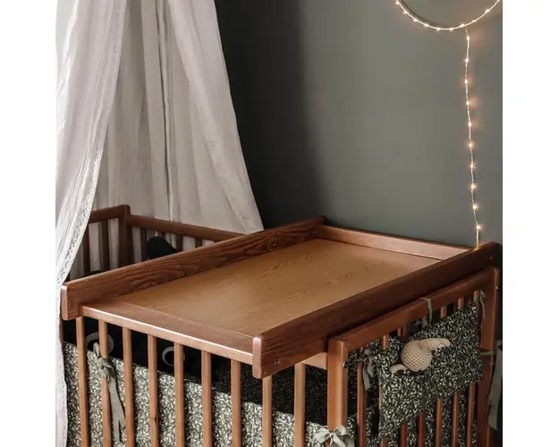 Masa de infasat din lemn, atasabila la patut bebe 120x60 si 140x70 cm, Vintage, 86 x 51 x 7 cm