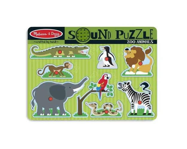 Melissa & Doug - Puzzle de lemn cu sunete Animale de la Zoo