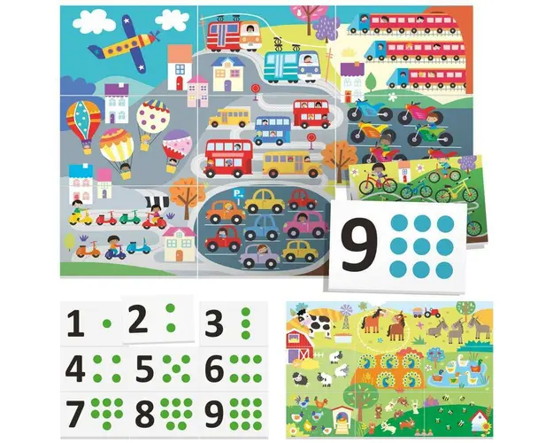 Joc educativ, Headu, Montessori, Cartonase tactile cu numere, 2-4 ani, Multicolor