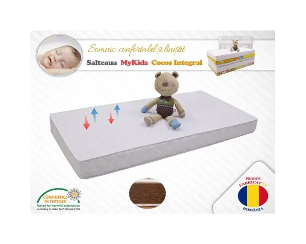 Saltea MyKids Fibra De Cocos Integral 120x60x06 Husa Microfibra Matlasata