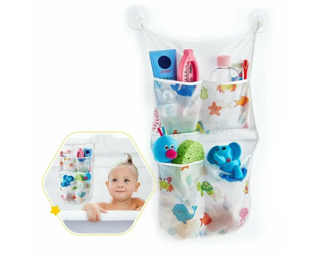 Organizator, BabyJem, Ocean, Pentru jucariile de baie, Din poliester, 0 luni+, Alb