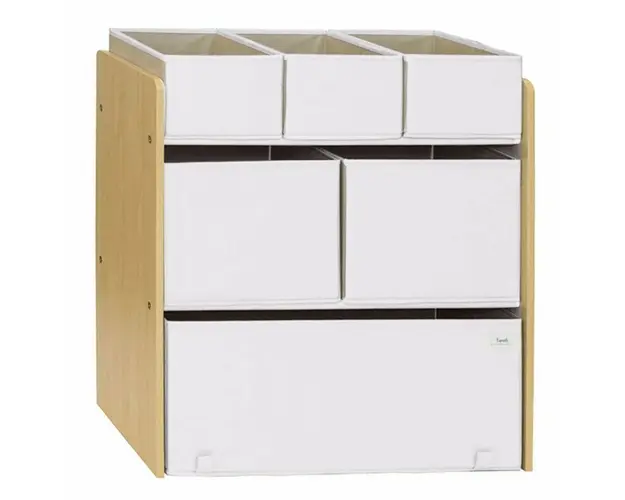 Organizator din material reciclat pentru jucarii, Cream, 3 Sprouts