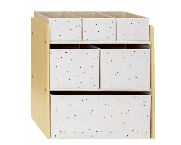 Organizator din material reciclat pentru jucarii, Terrazzo Pink, 3 Sprouts