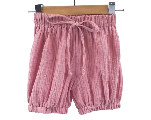 Pantaloni bufanti de vara pentru copii din muselina, Blushing Pink, 12-24 luni