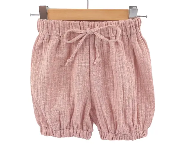 Pantaloni bufanti de vara pentru copii, din muselina, Candy Pink, 12-24 luni