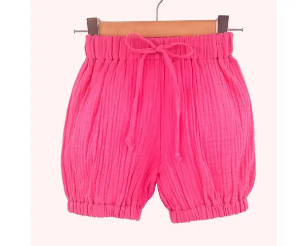 Pantaloni bufanti de vara pentru copii din muselina, Pink Pop, 3-6 luni