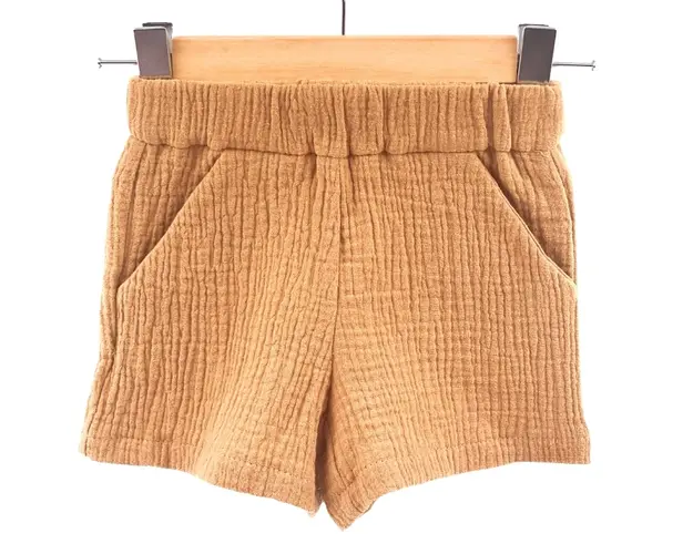 Pantaloni scurti de vara pentru copii, din muselina, Biscuit, 2-3 ani