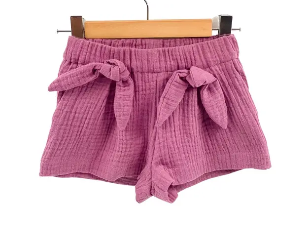 Pantaloni scurti pentru copii, din muselina, cu talie lata, Lavender, 4-5 ani