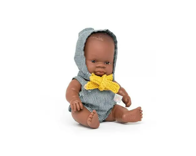 Miniland - Papusa bebelus educativa 21 cm - Baiat african