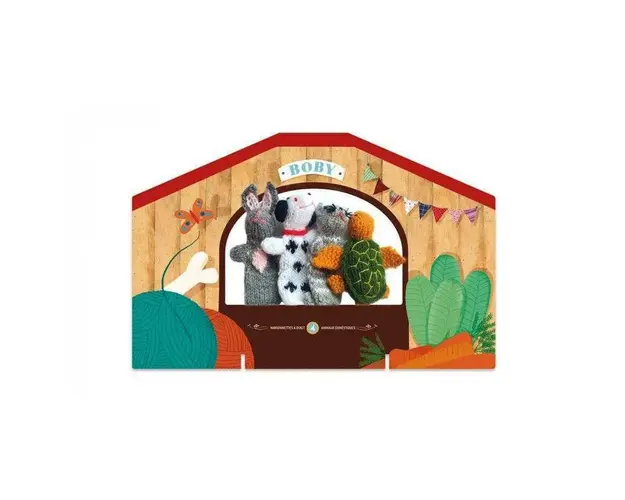 Londji - Set papusi Animale , Tricotate, Pentru teatru cu papusi
