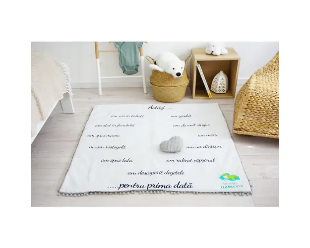 Paturica aniversara Momente speciale cu minky gri