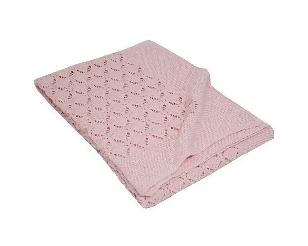 Paturica din Bumbac, Eko, 80x100 cm, Tricotata, Pink
