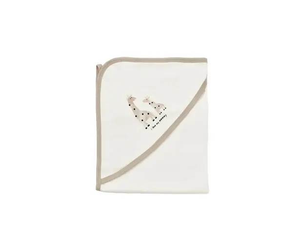 Paturica din bumbac organic Girafa, BabyCosy, Ecru, 85X85 cm