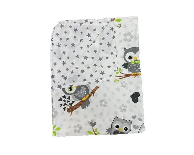 Paturica din panza de bumbac Junior Bufnite gri
