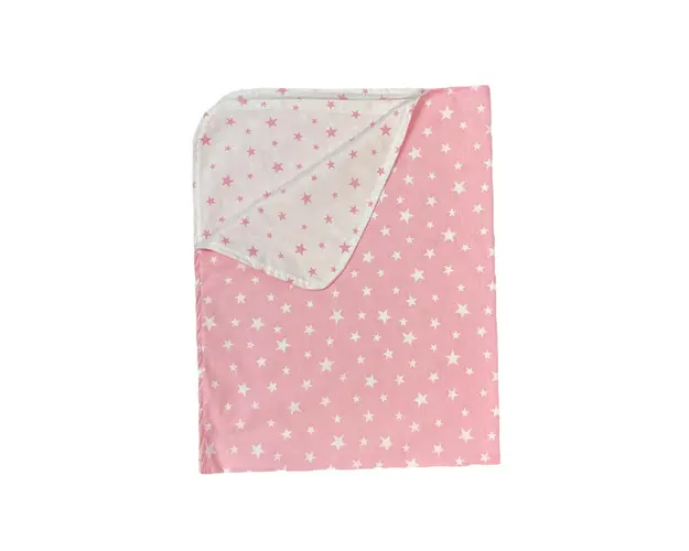 Paturica din panza de bumbac Junior Stelute roz